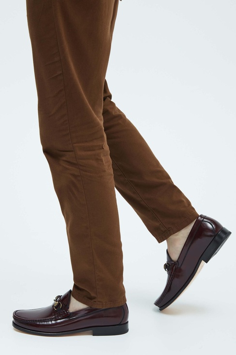  Tamer Tanca Erkek Hakiki Deri Bordo Mokasen & Loafer Ayakkabı