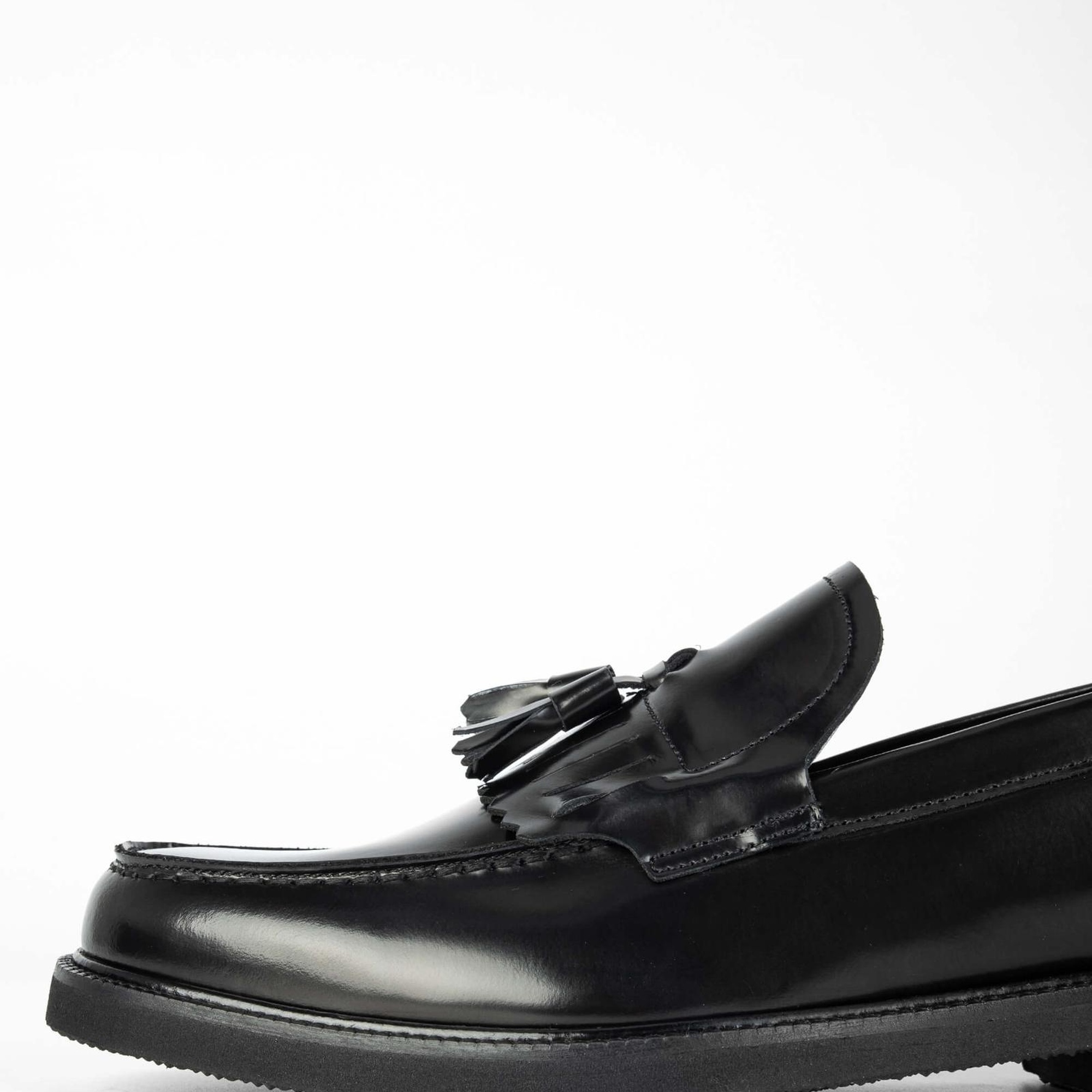 Tamer Tanca Erkek Hakiki Deri Siyah Açma Loafer Ayakkabı