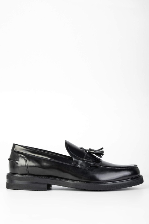  Tamer Tanca Erkek Hakiki Deri Siyah Açma Loafer Ayakkabı