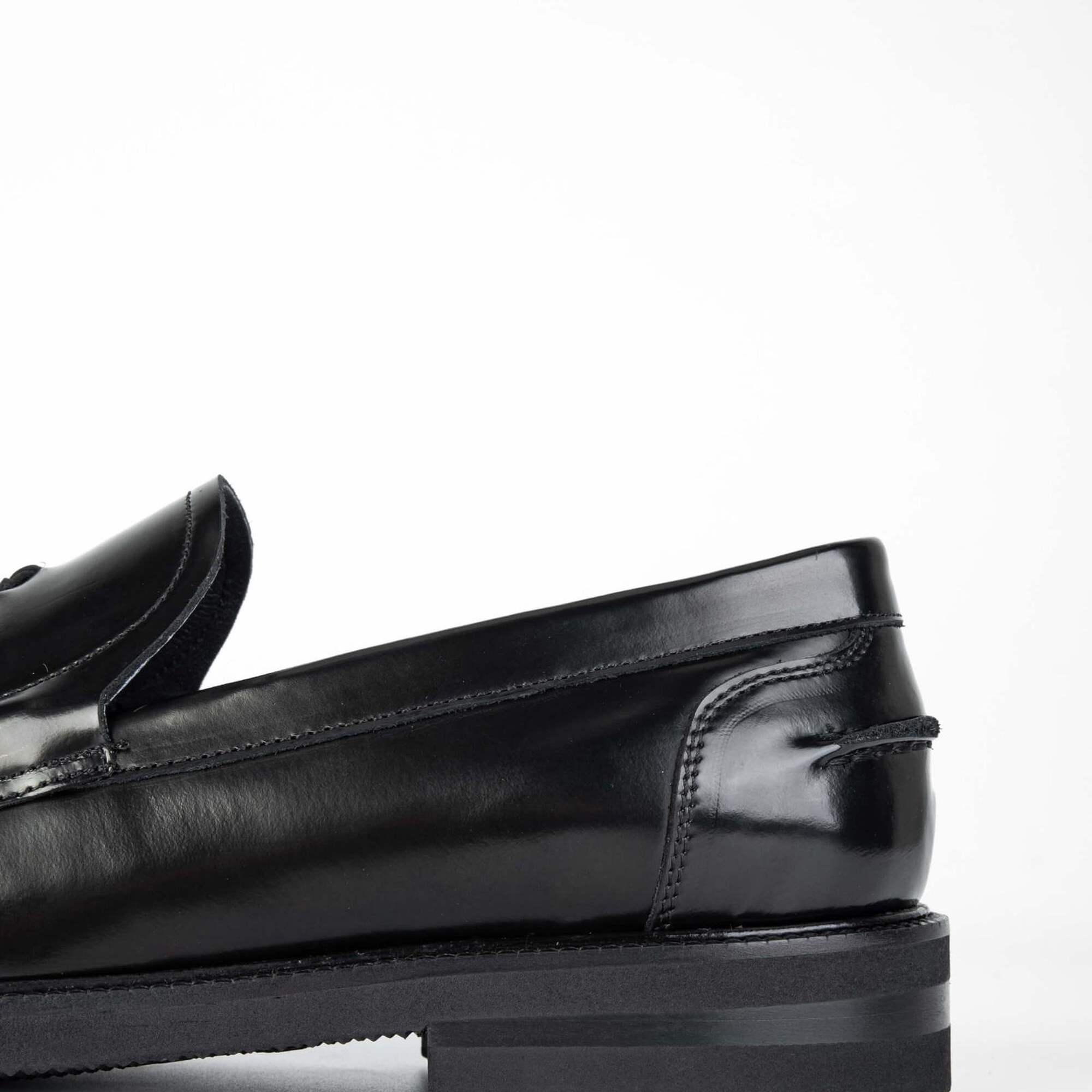 Tamer Tanca Erkek Hakiki Deri Siyah Açma Loafer Ayakkabı