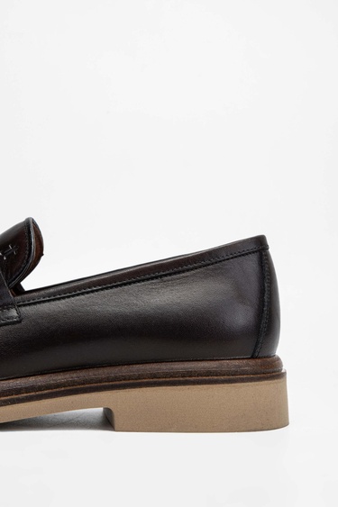  Tamer Tanca Erkek Hakiki Deri Kahverengi Loafer Ayakkabı