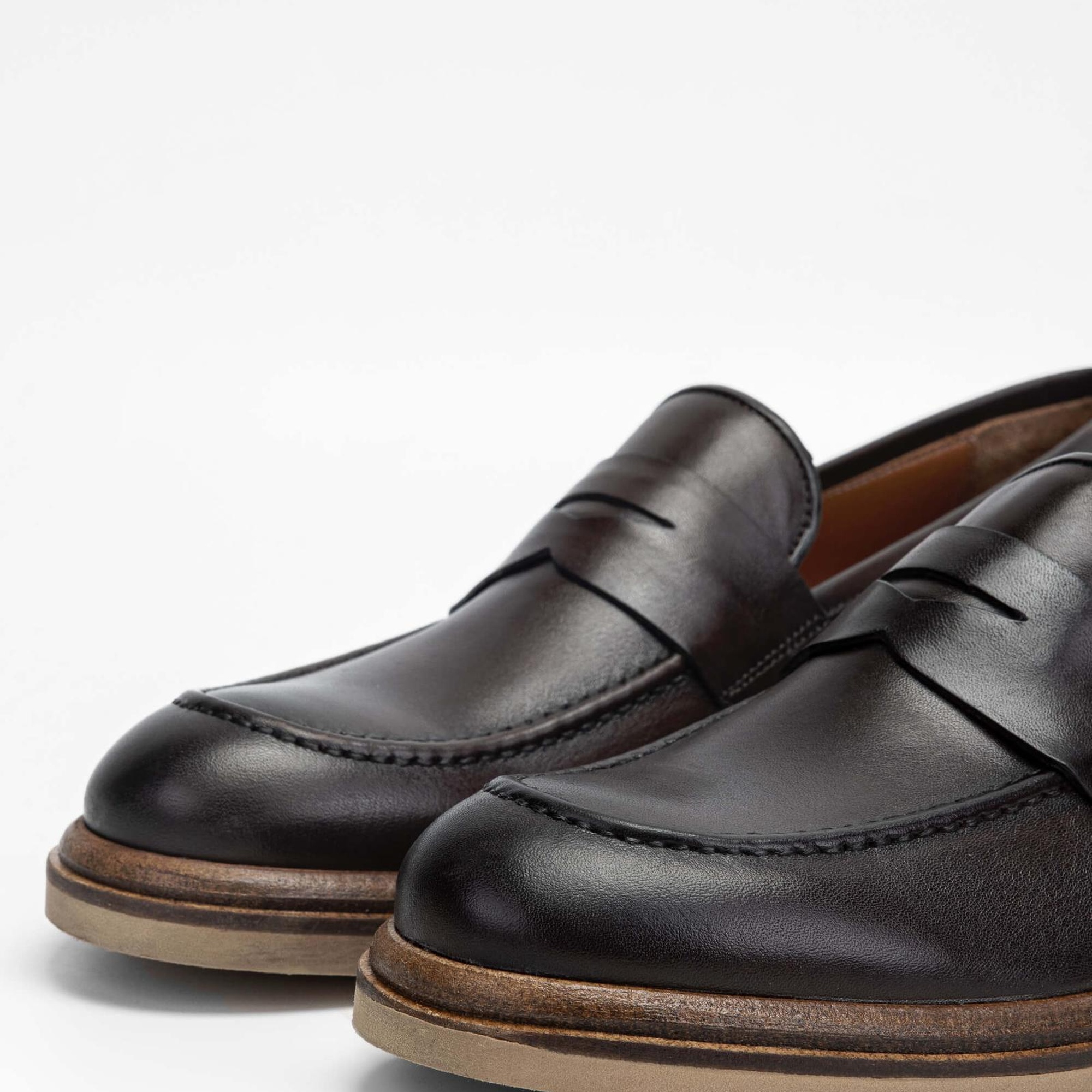 Tamer Tanca Erkek Hakiki Deri Kahverengi Loafer Ayakkabı