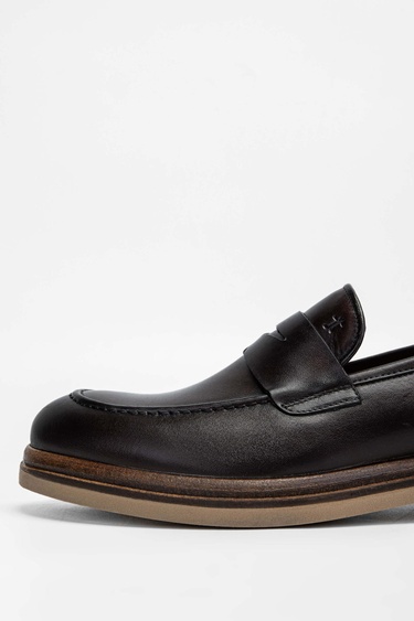  Tamer Tanca Erkek Hakiki Deri Kahverengi Loafer Ayakkabı