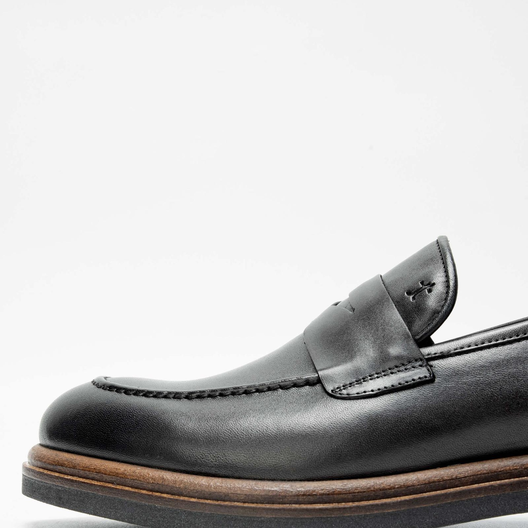 Tamer Tanca Erkek Hakiki Deri Siyah Loafer Ayakkabı