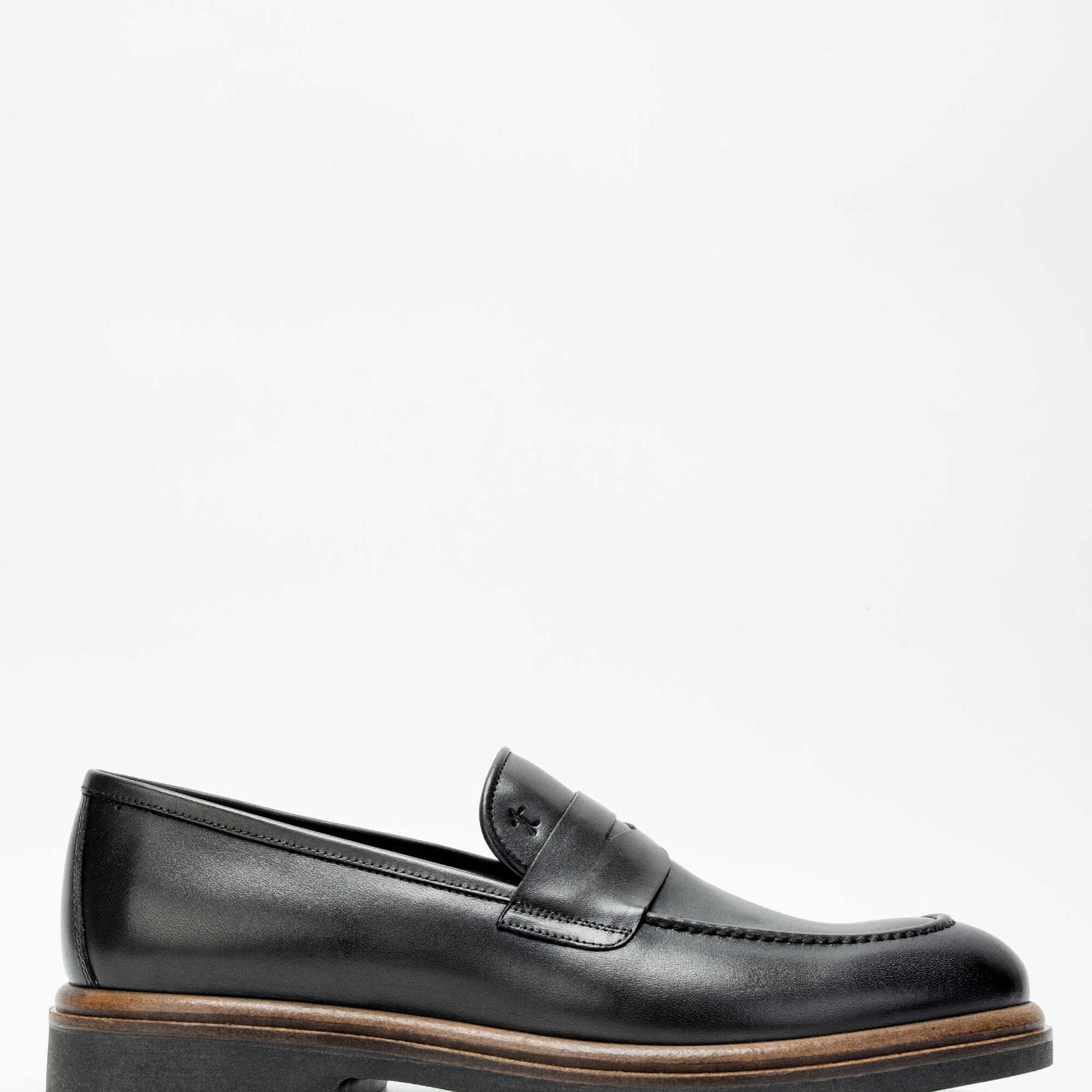 Tamer Tanca Erkek Hakiki Deri Siyah Loafer Ayakkabı