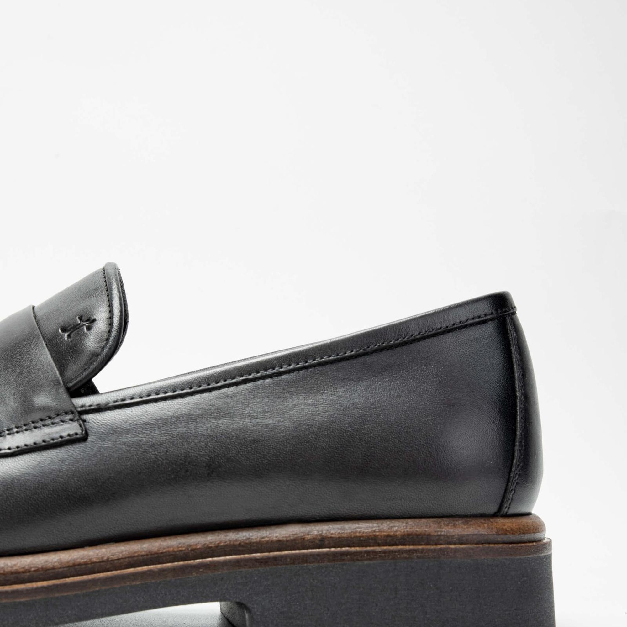 Tamer Tanca Erkek Hakiki Deri Siyah Loafer Ayakkabı