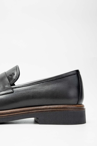  Tamer Tanca Erkek Hakiki Deri Siyah Loafer Ayakkabı