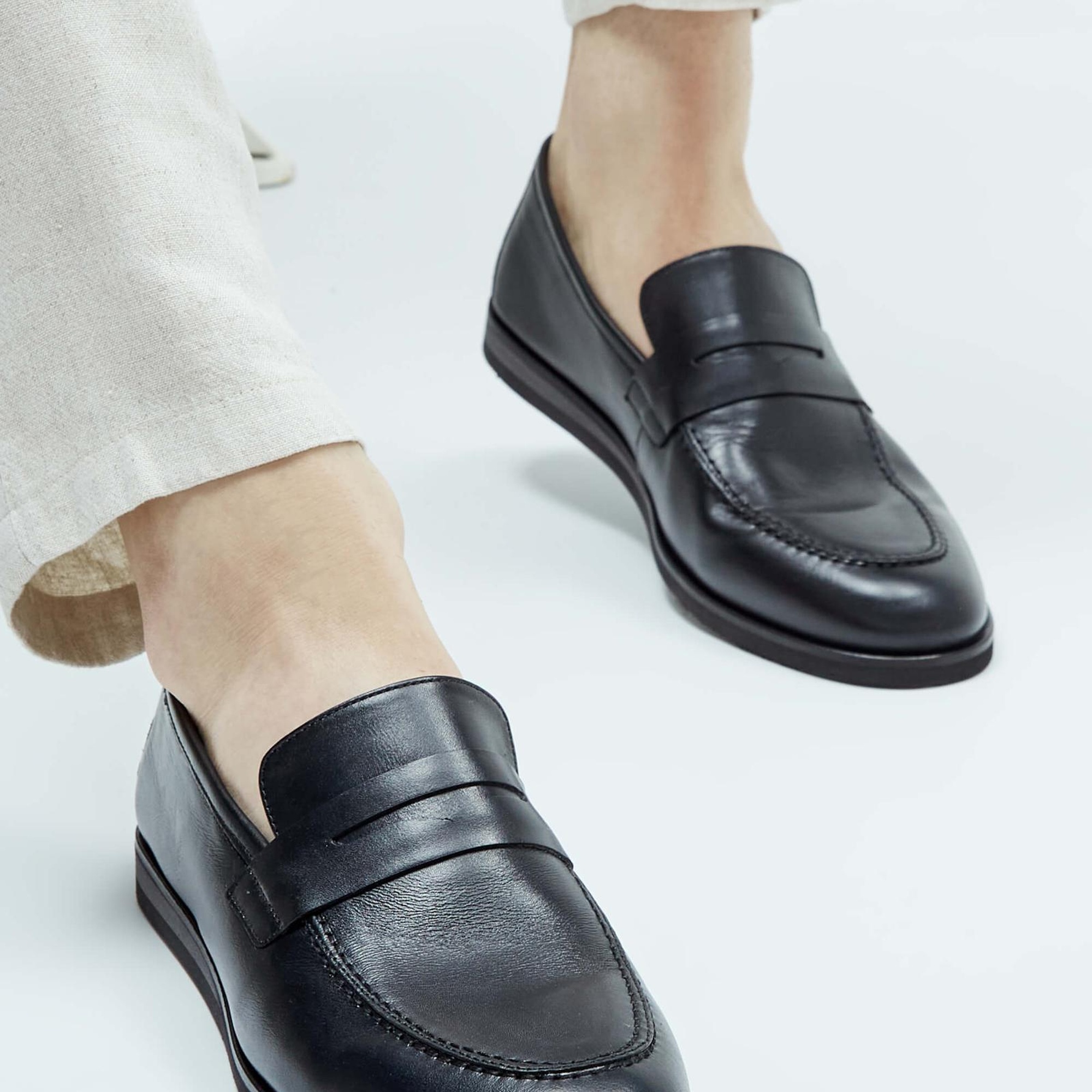 Tamer Tanca Erkek Hakiki Deri Siyah Loafer Ayakkabı