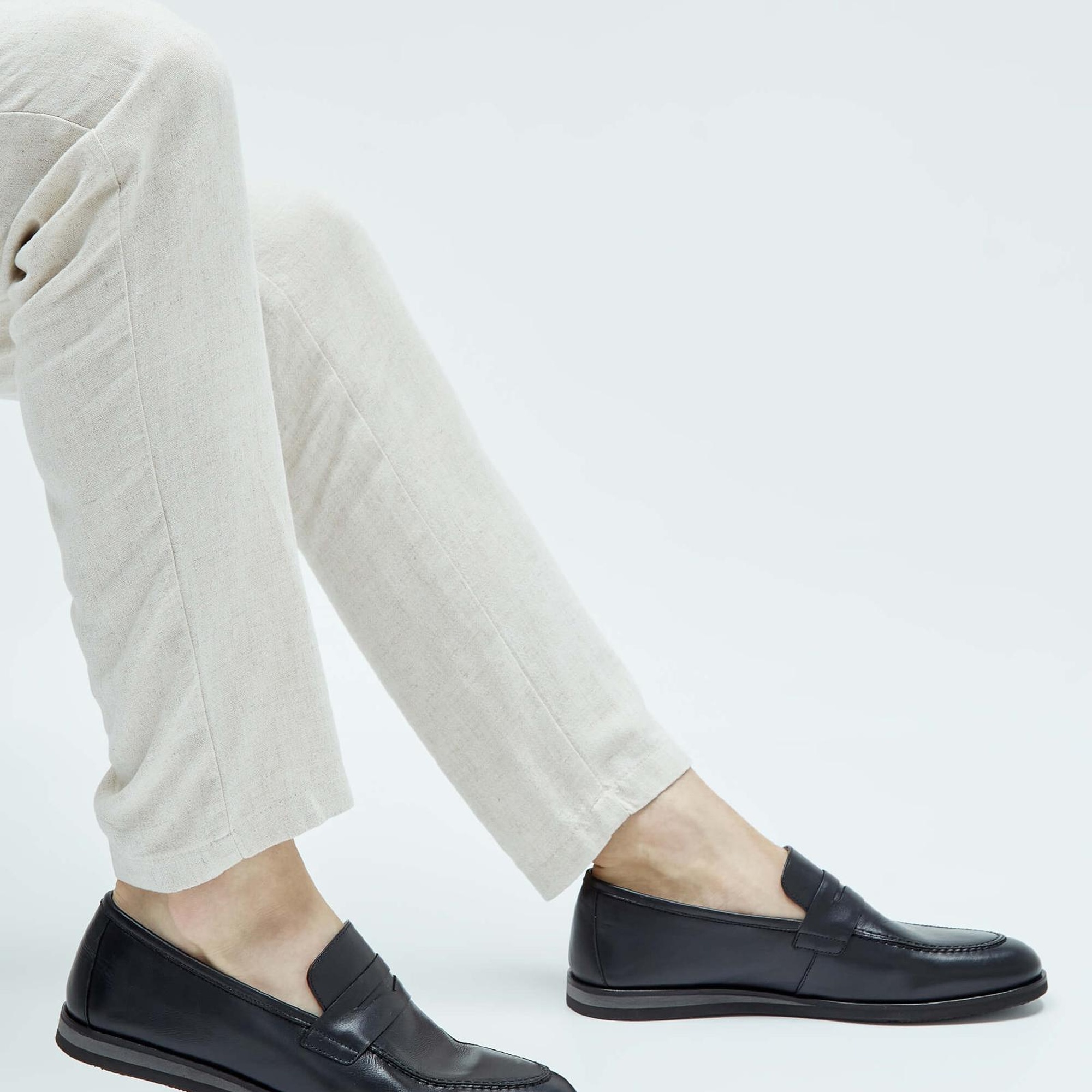 Tamer Tanca Erkek Hakiki Deri Siyah Loafer Ayakkabı