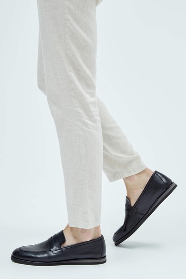  Tamer Tanca Erkek Hakiki Deri Siyah Loafer Ayakkabı