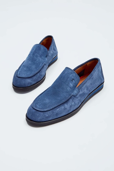  Tamer Tanca Erkek Hakiki Deri Gri Süet Loafer Ayakkabı