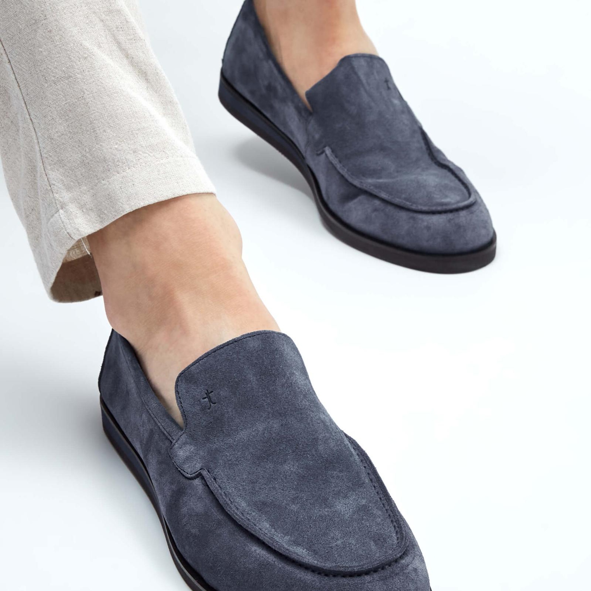 Tamer Tanca Erkek Hakiki Deri Gri Süet Loafer Ayakkabı