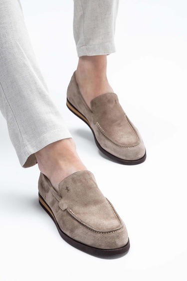  Tamer Tanca Erkek Hakiki Deri Taş süet Loafer Ayakkabı