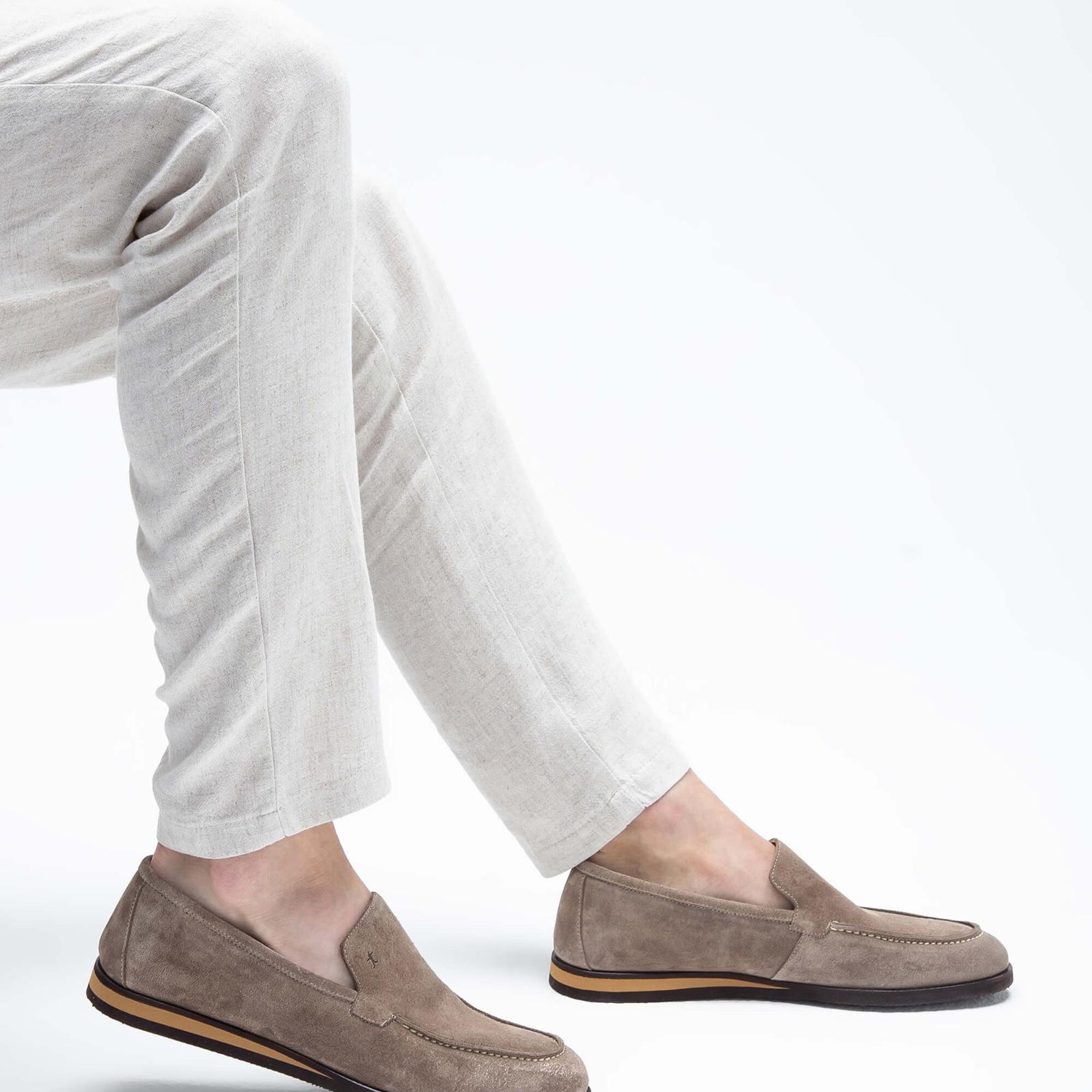 Tamer Tanca Erkek Hakiki Deri Taş süet Loafer Ayakkabı