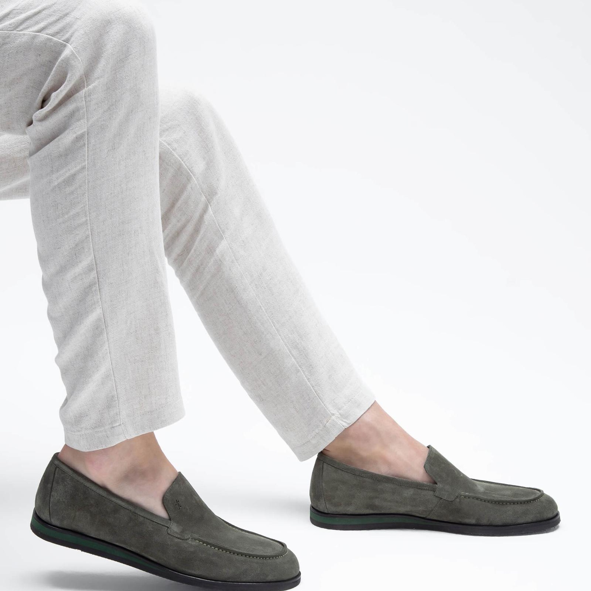 Tamer Tanca Erkek Hakiki Deri Yeşil Loafer Ayakkabı