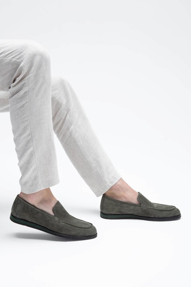  Tamer Tanca Erkek Hakiki Deri Yeşil Loafer Ayakkabı