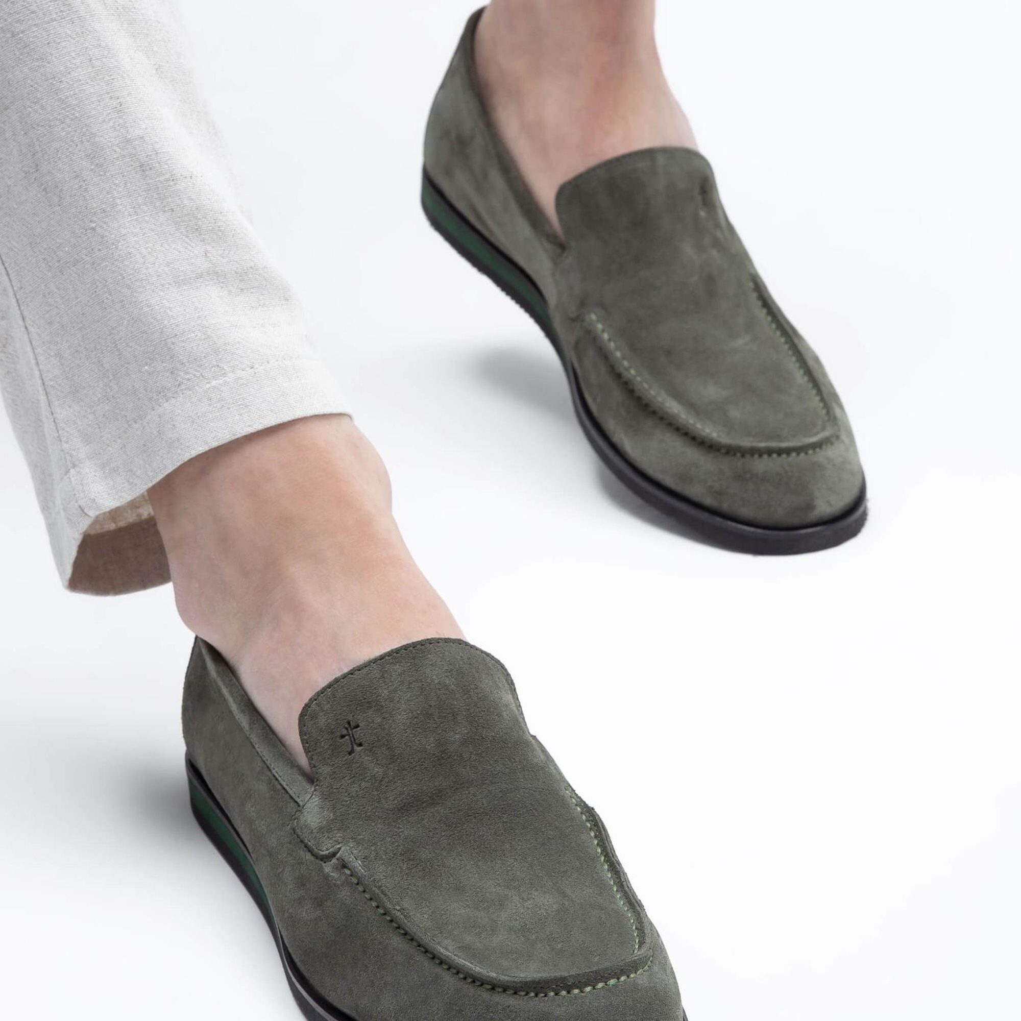 Tamer Tanca Erkek Hakiki Deri Yeşil Loafer Ayakkabı