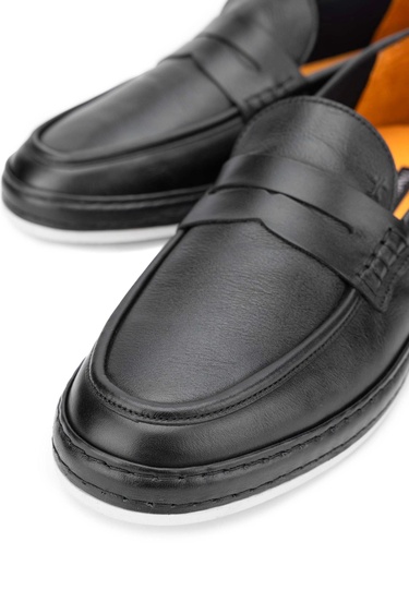  Tamer Tanca Erkek Hakiki Deri Siyah Loafer Ayakkabı