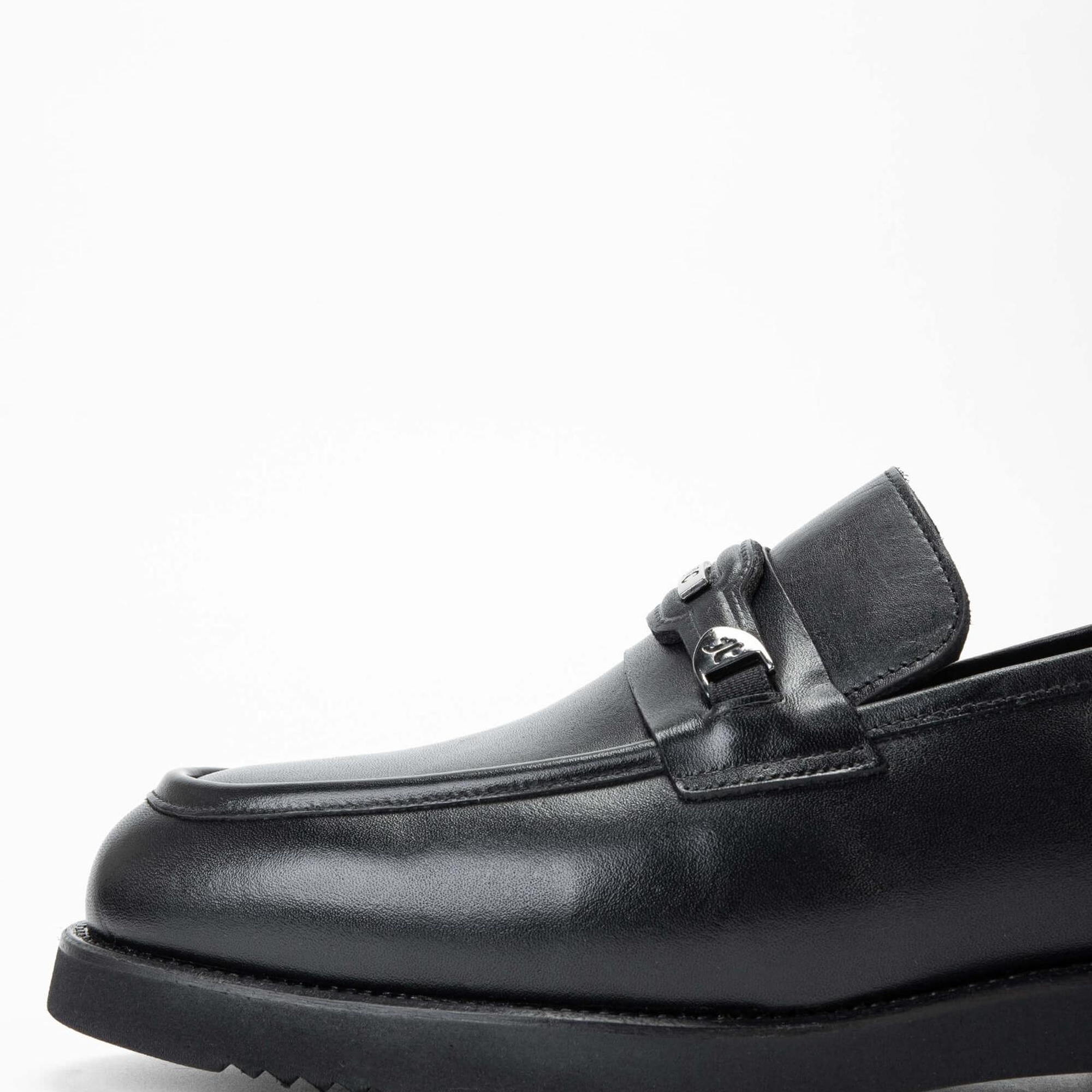 Tamer Tanca Erkek Hakiki Deri Siyah Loafer Ayakkabı