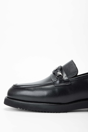  Tamer Tanca Erkek Hakiki Deri Siyah Loafer Ayakkabı