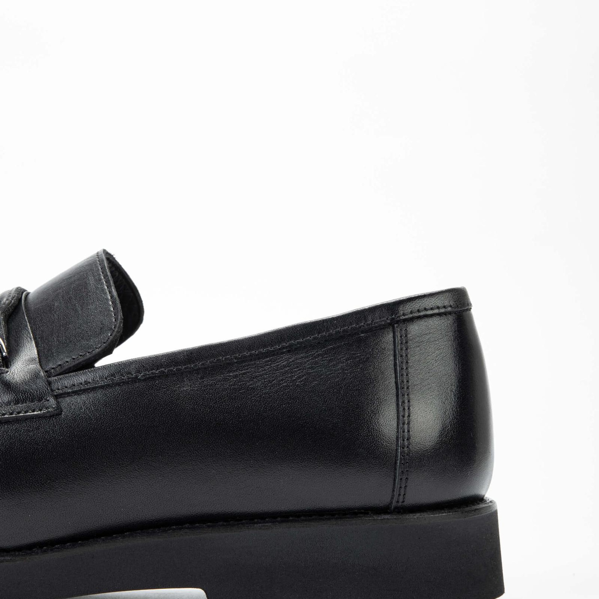 Tamer Tanca Erkek Hakiki Deri Siyah Loafer Ayakkabı