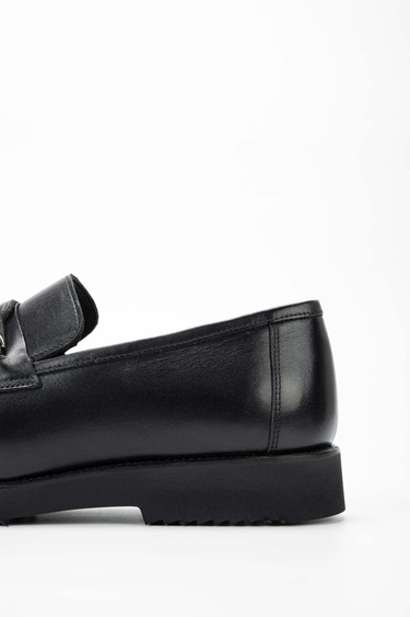  Tamer Tanca Erkek Hakiki Deri Siyah Loafer Ayakkabı