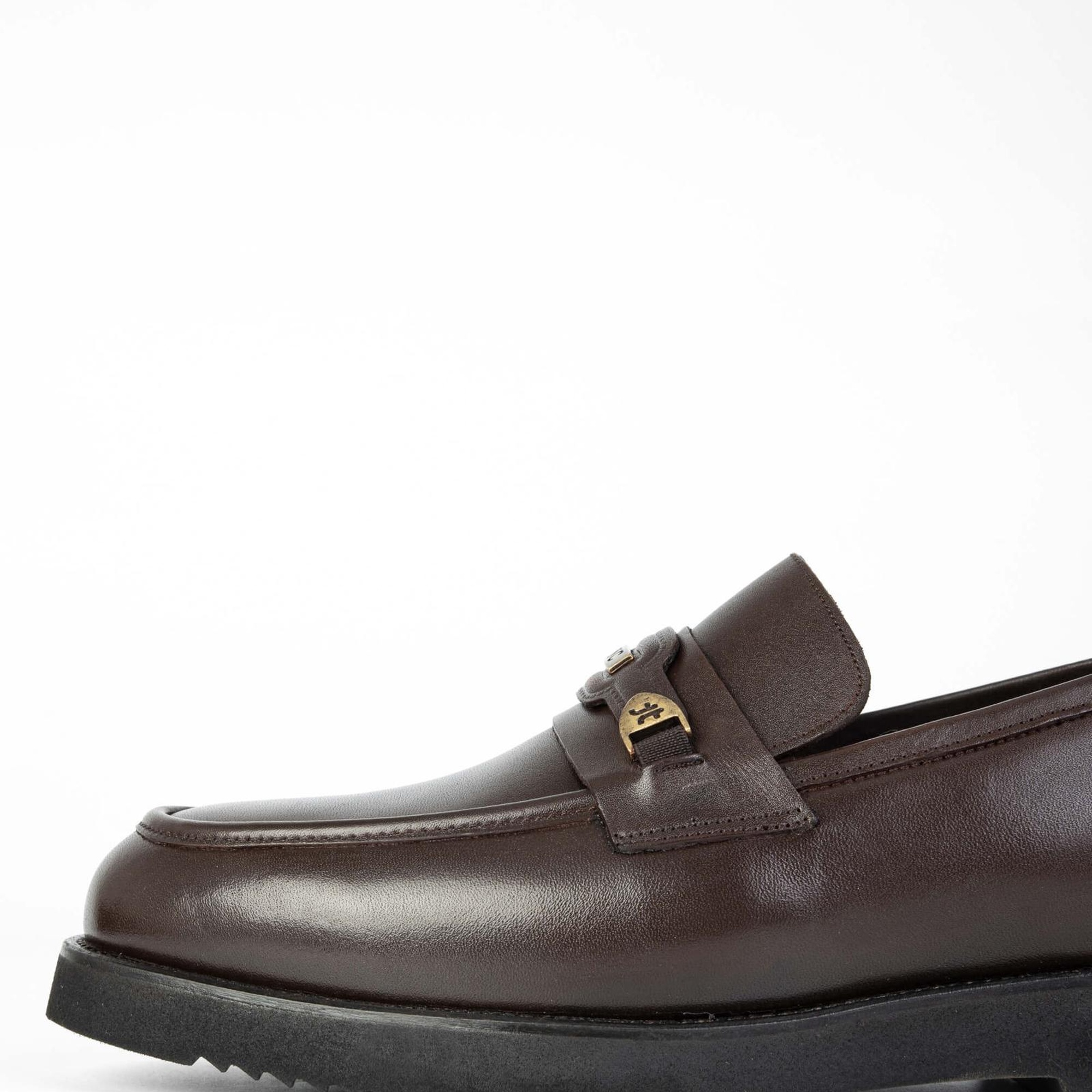 Tamer Tanca Erkek Hakiki Deri Kahverengi Loafer Ayakkabı