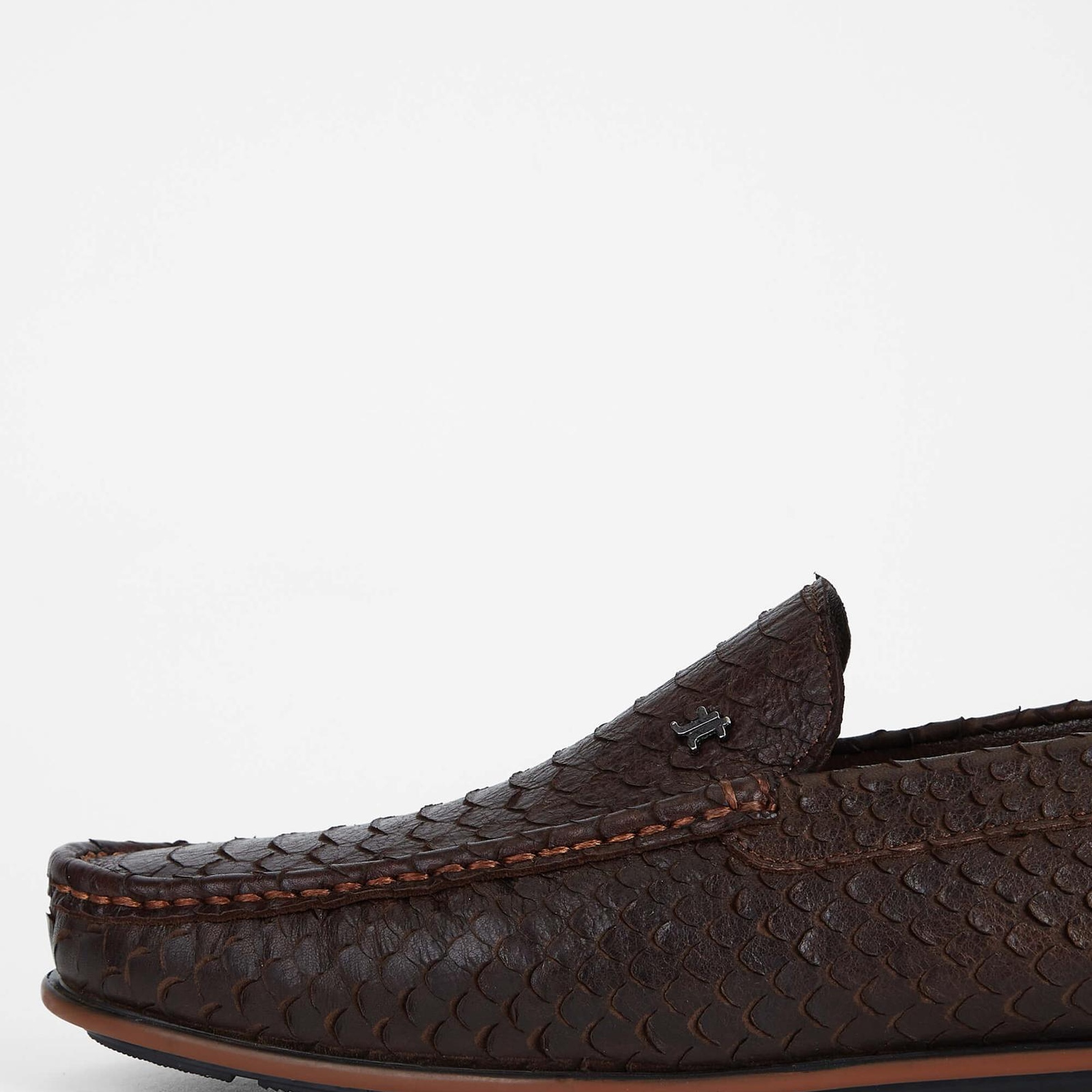 Tamer Tanca Erkek Hakiki Deri Kahverengi Yılan Loafer Ayakkabı