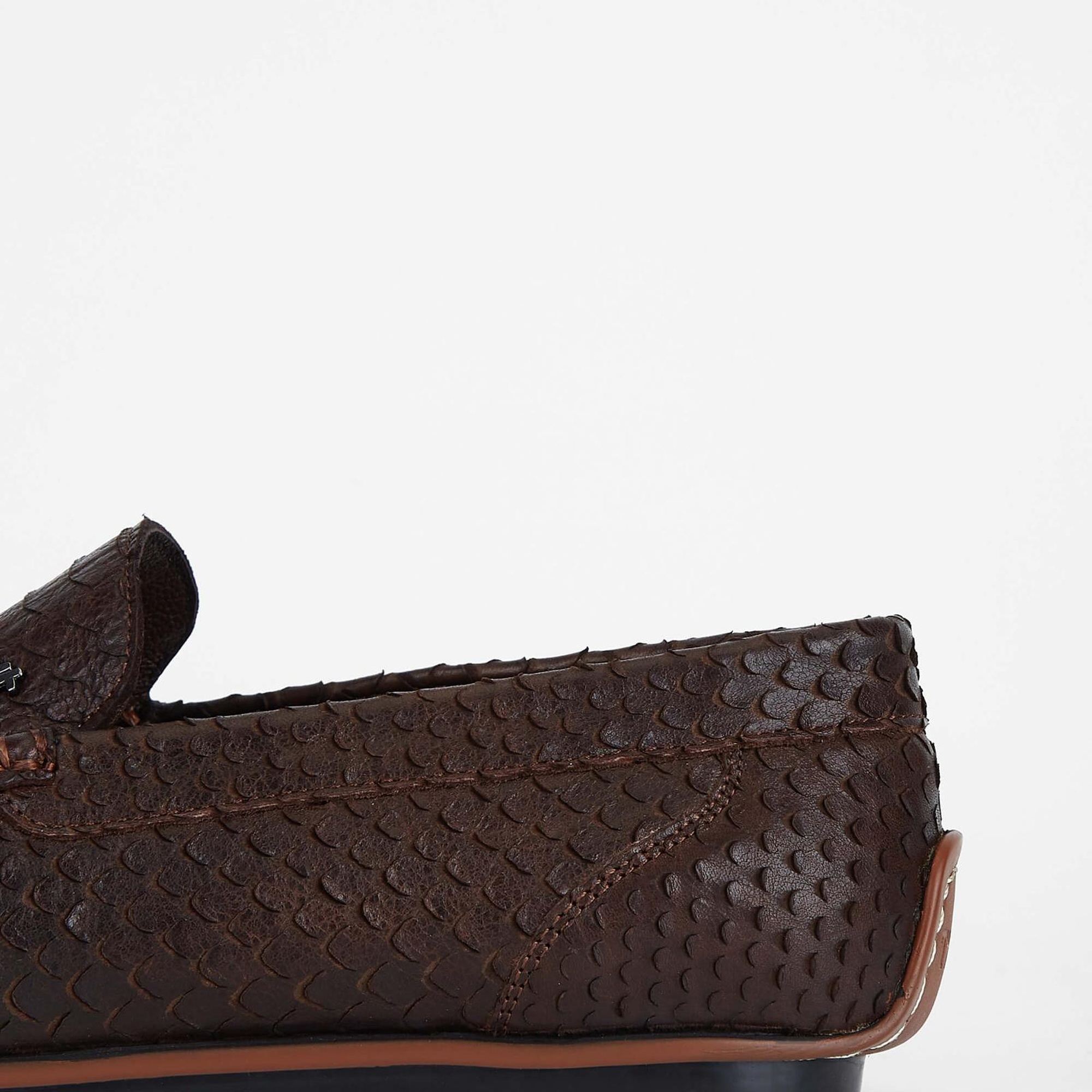 Tamer Tanca Erkek Hakiki Deri Kahverengi Yılan Loafer Ayakkabı