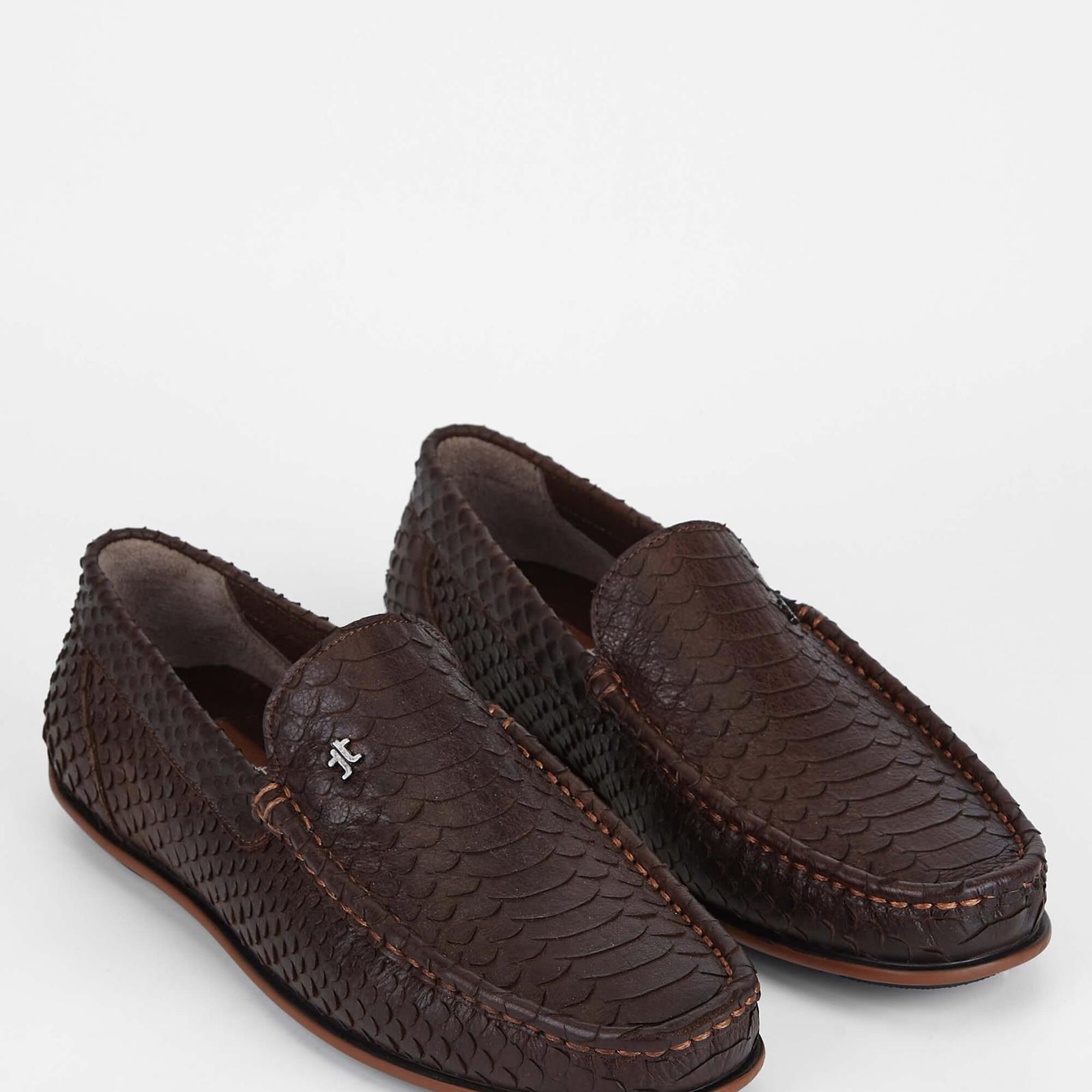 Tamer Tanca Erkek Hakiki Deri Kahverengi Yılan Loafer Ayakkabı