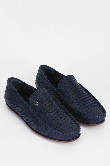  Tamer Tanca Erkek Hakiki Deri Lacivert Loafer Ayakkabı