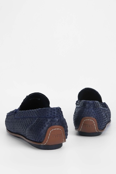  Tamer Tanca Erkek Hakiki Deri Lacivert Loafer Ayakkabı