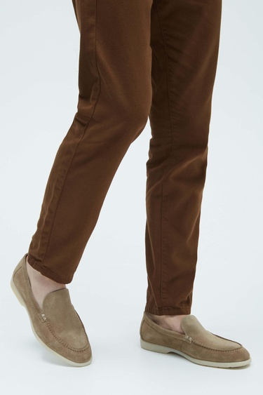  Tamer Tanca Erkek Hakiki Deri Bej Loafer Ayakkabı