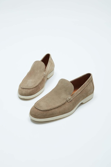  Tamer Tanca Erkek Hakiki Deri Bej Loafer Ayakkabı