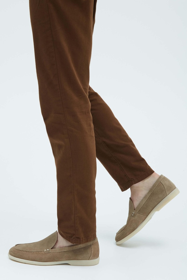  Tamer Tanca Erkek Hakiki Deri Bej Loafer Ayakkabı