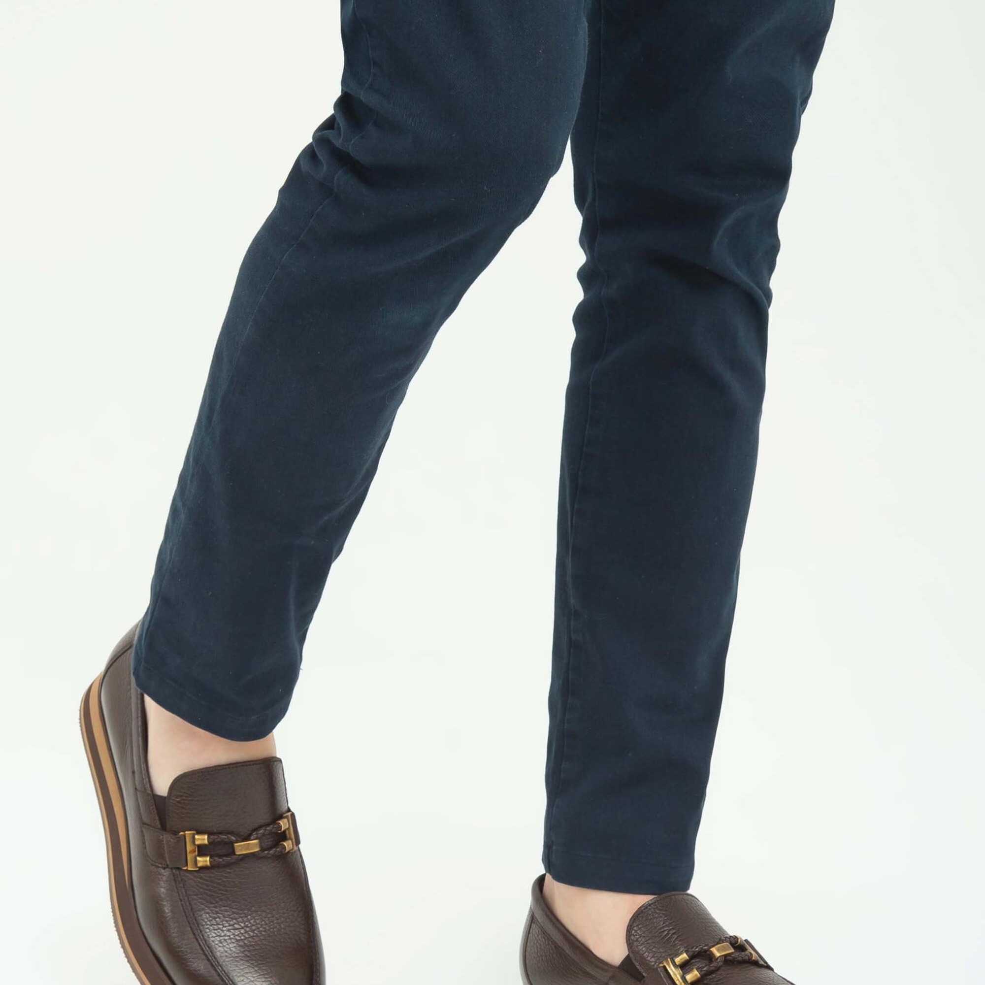 Tamer Tanca Erkek Hakiki Deri Kahverengi Loafer Ayakkabı