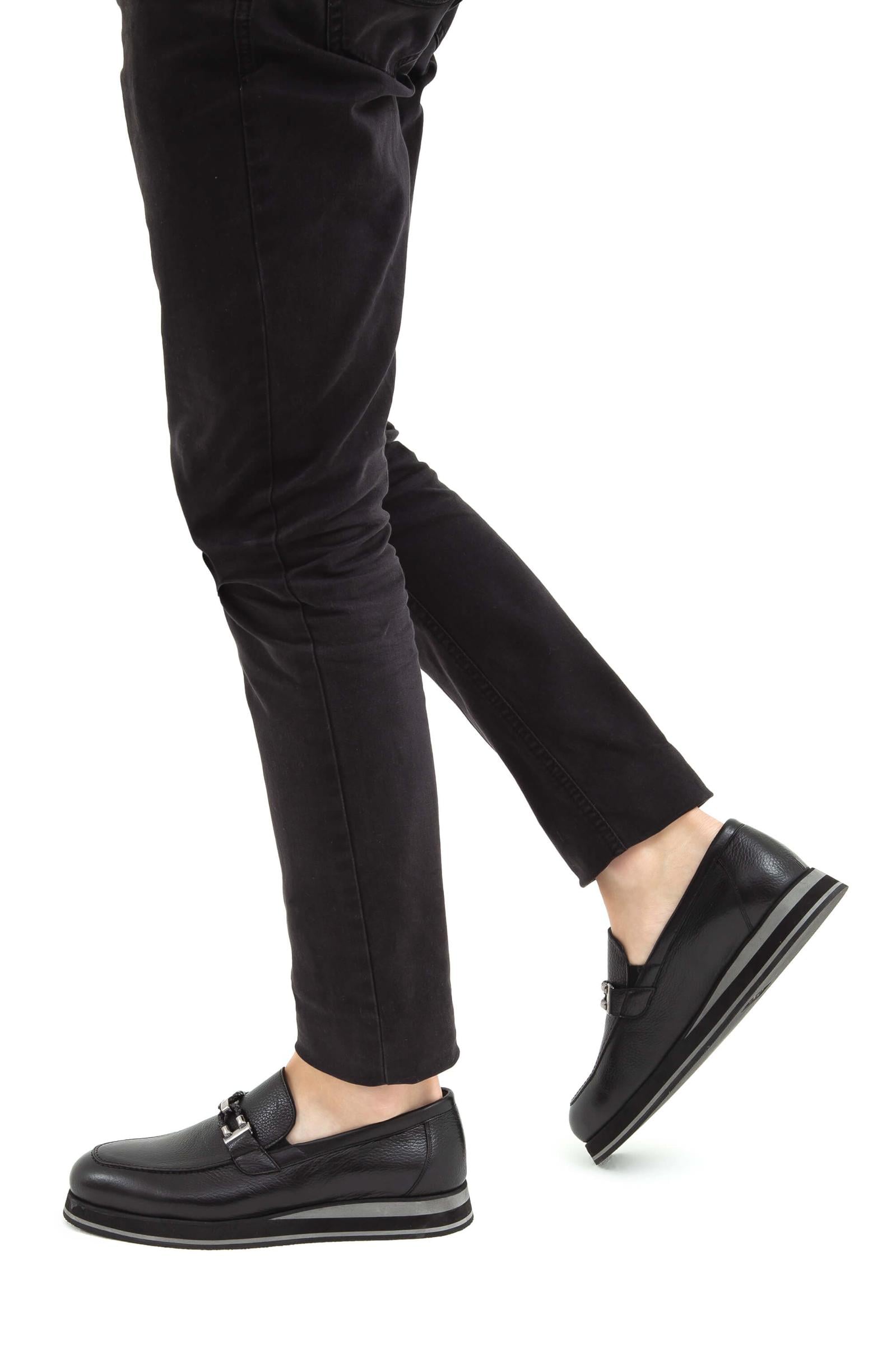  Tamer Tanca Erkek Hakiki Deri Siyah Loafer Ayakkabı