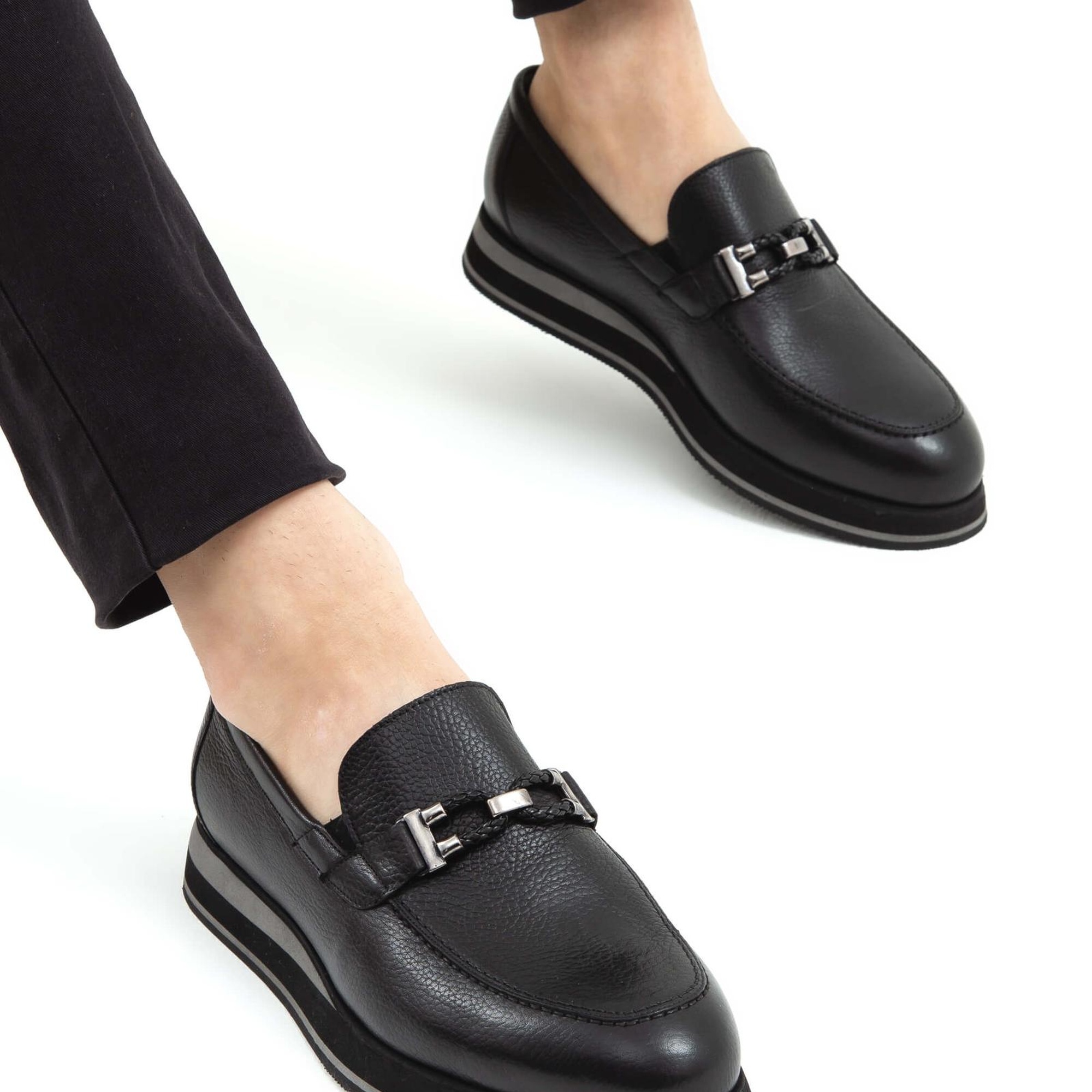 Tamer Tanca Erkek Hakiki Deri Siyah Loafer Ayakkabı