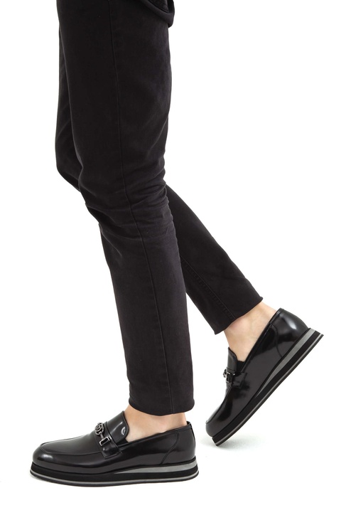  Tamer Tanca Erkek Hakiki Deri Siyah Açma Loafer Ayakkabı