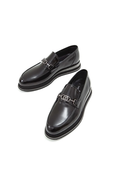  Tamer Tanca Erkek Hakiki Deri Siyah Açma Loafer Ayakkabı