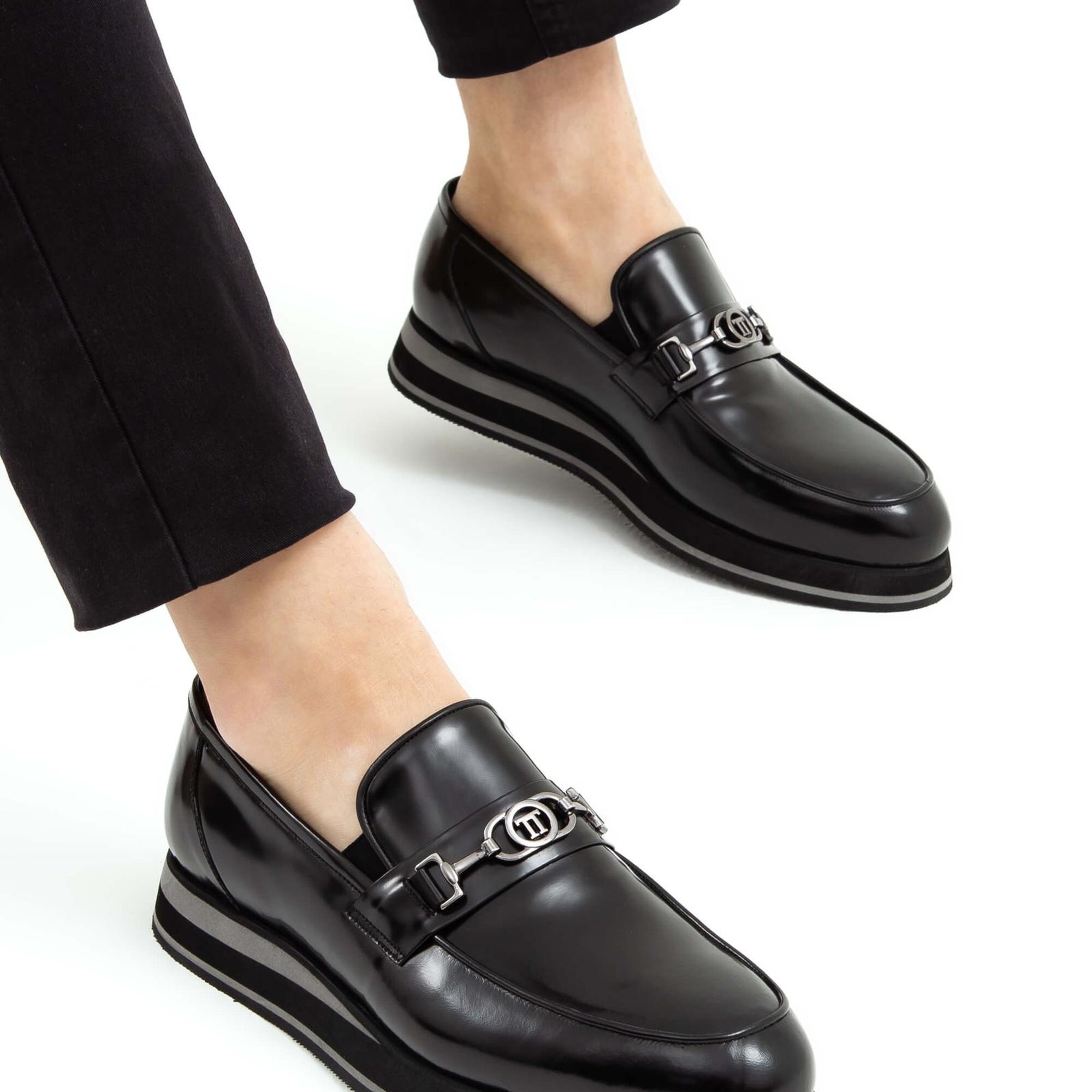 Tamer Tanca Erkek Hakiki Deri Siyah Açma Loafer Ayakkabı