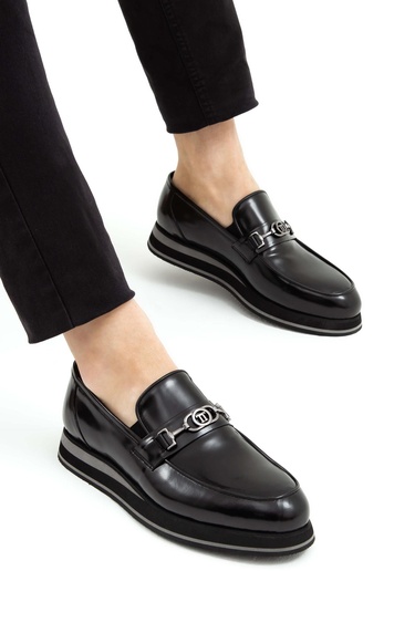  Tamer Tanca Erkek Hakiki Deri Siyah Açma Loafer Ayakkabı