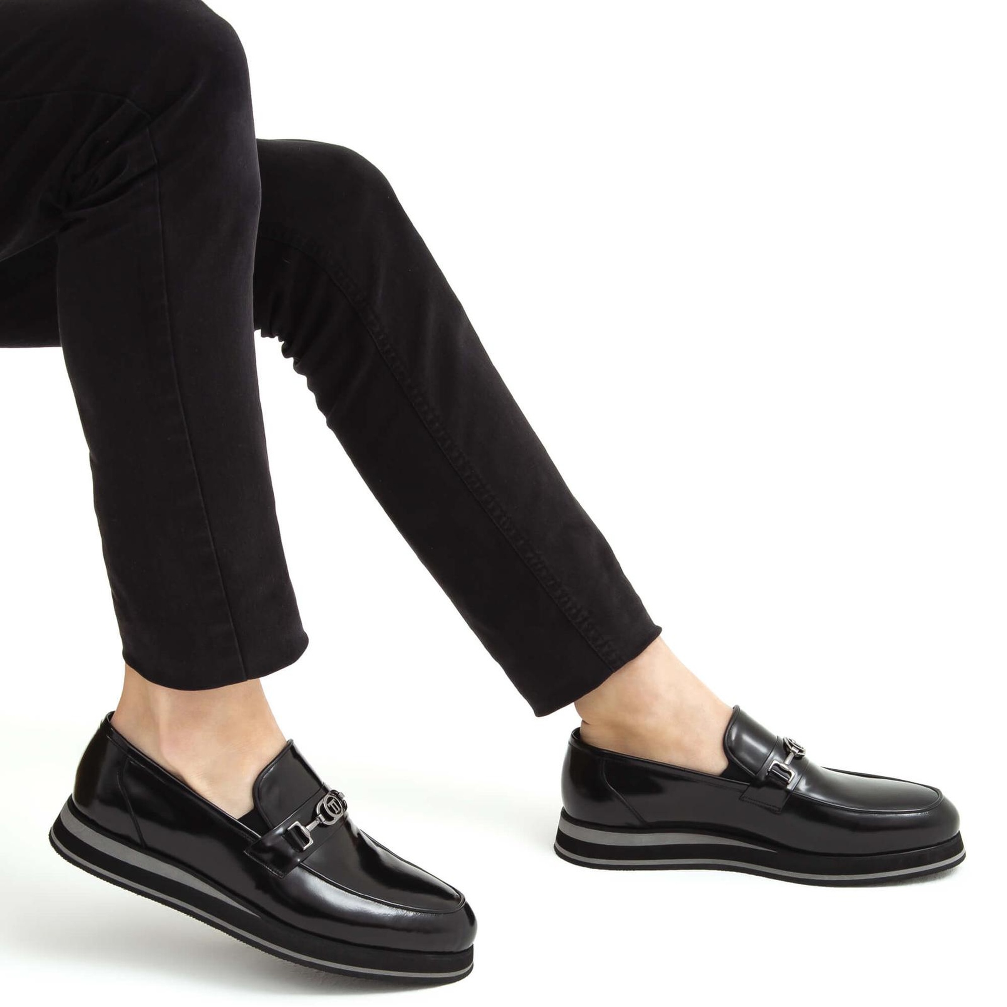 Tamer Tanca Erkek Hakiki Deri Siyah Açma Loafer Ayakkabı