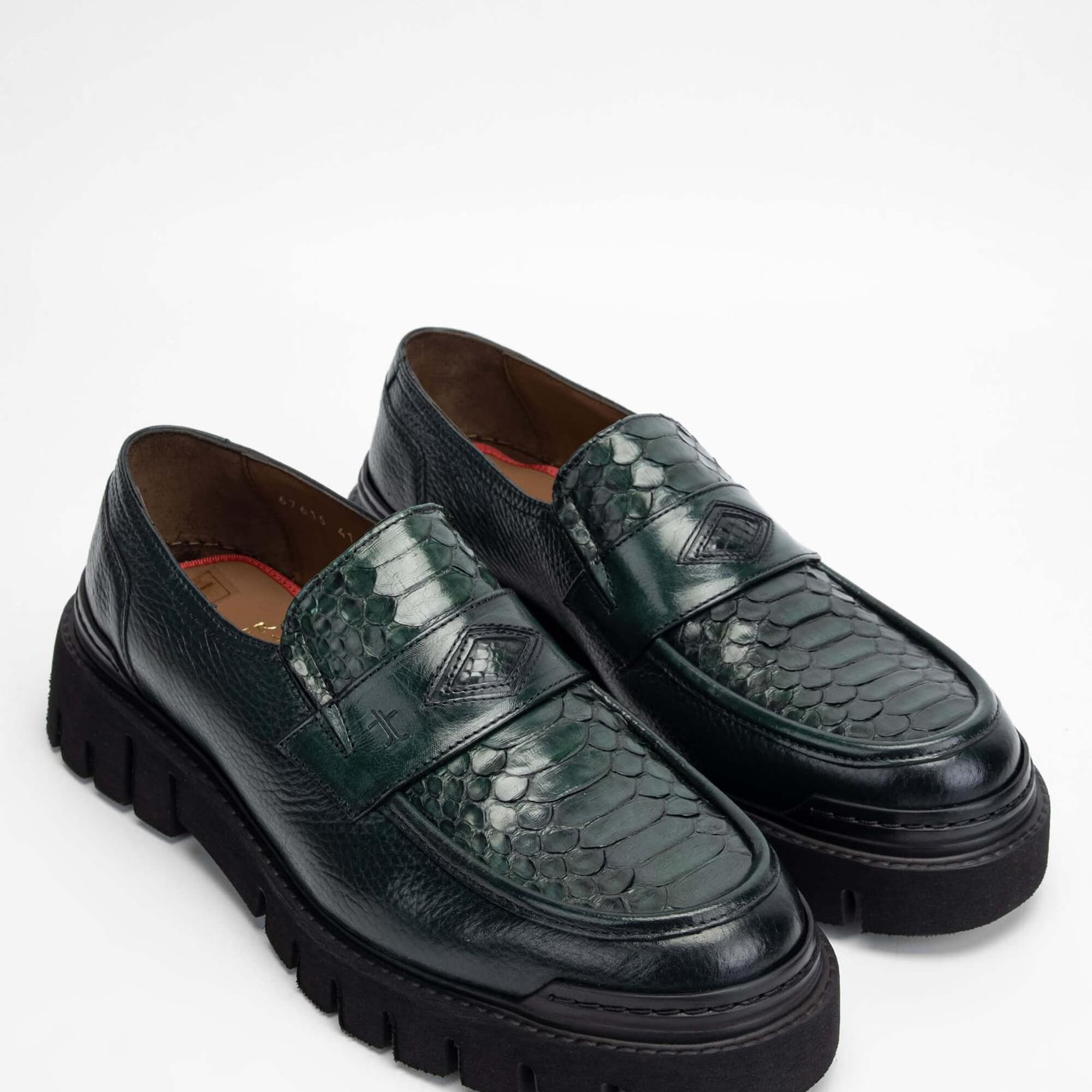 Tamer Tanca Erkek Hakiki Deri Yeşil Makosen Ayakkabı