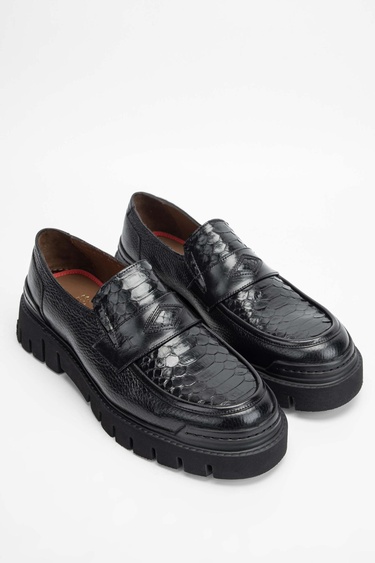  Tamer Tanca Erkek Hakiki Deri Siyah Loafer Ayakkabı