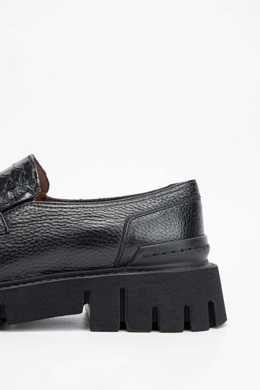  Tamer Tanca Erkek Hakiki Deri Siyah Loafer Ayakkabı