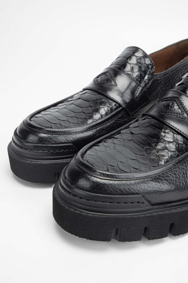  Tamer Tanca Erkek Hakiki Deri Siyah Loafer Ayakkabı