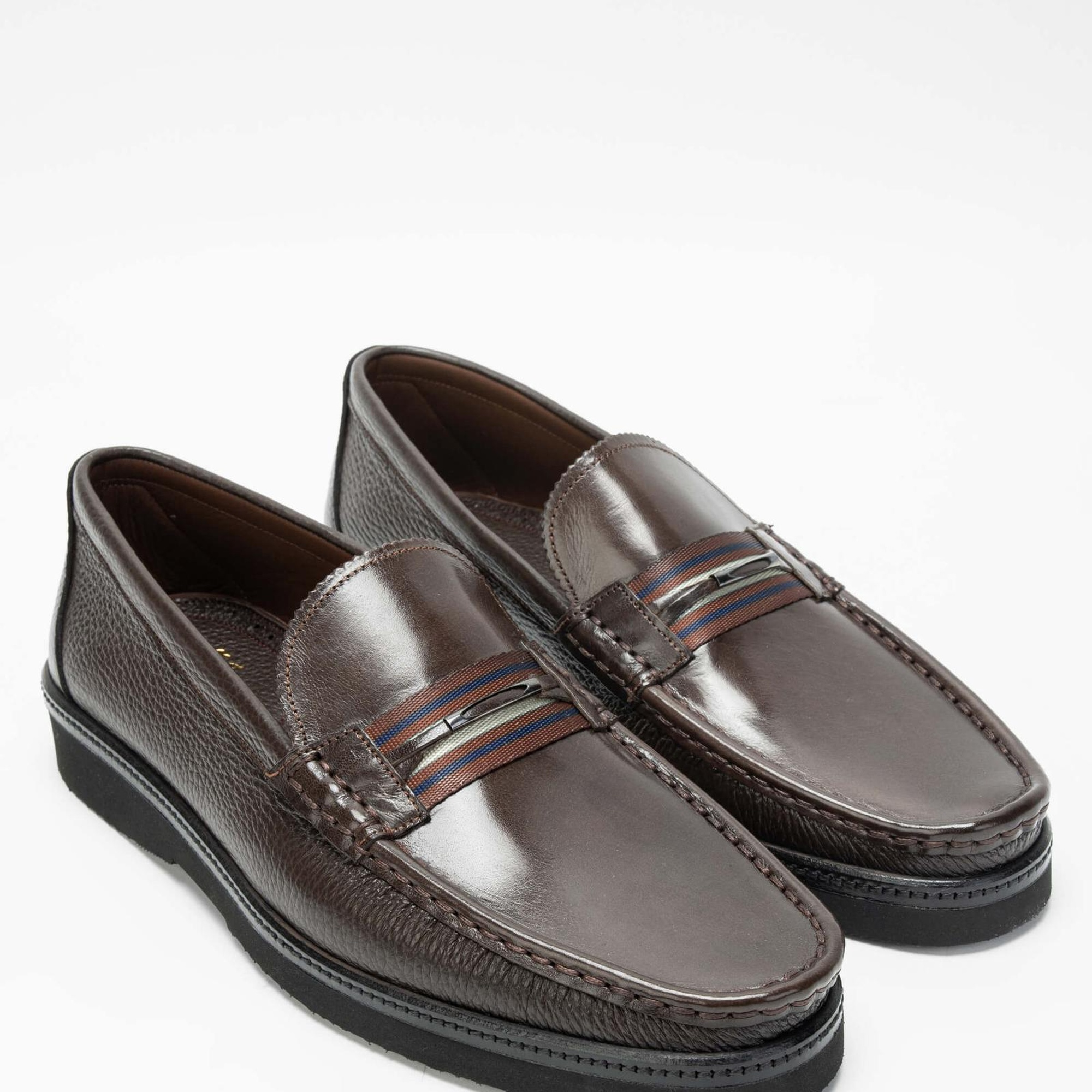 Tamer Tanca Erkek Hakiki Deri Kahverengi Loafer Ayakkabı