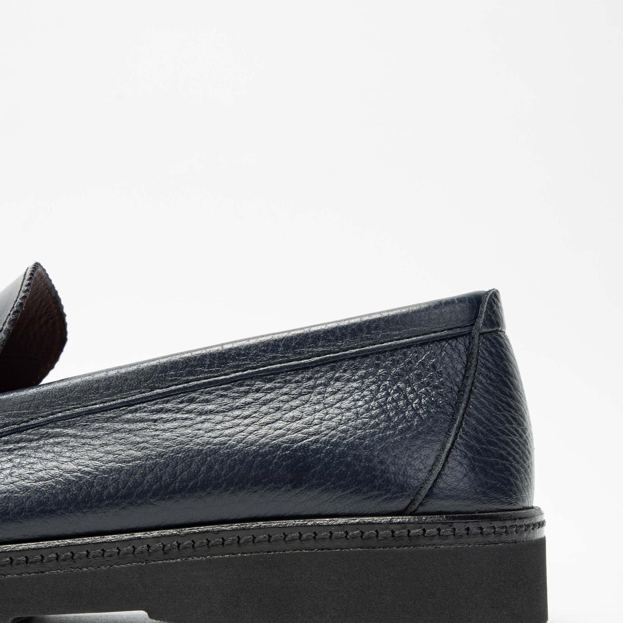 Tamer Tanca Erkek Hakiki Deri Lacivert Loafer Ayakkabı