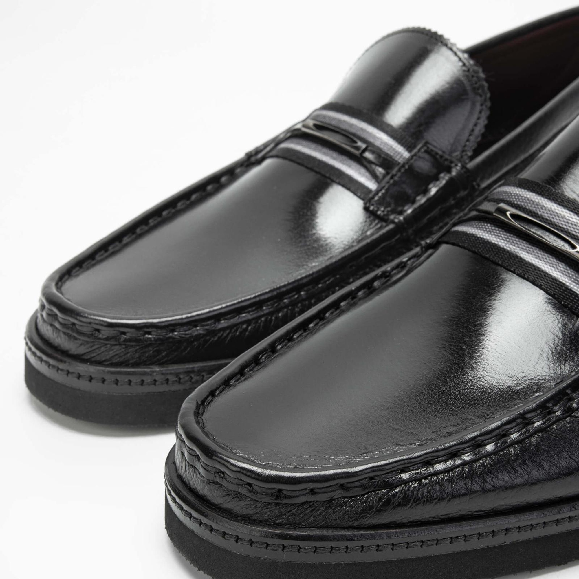 Tamer Tanca Erkek Hakiki Deri Siyah Loafer Ayakkabı